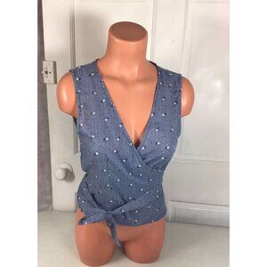 Namaste Floral Wrap Blouse Womens Small